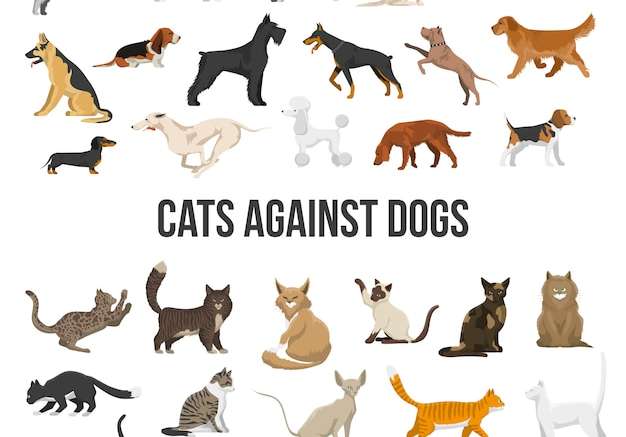 Hình vẽ vector Bộ giống chó và mèo