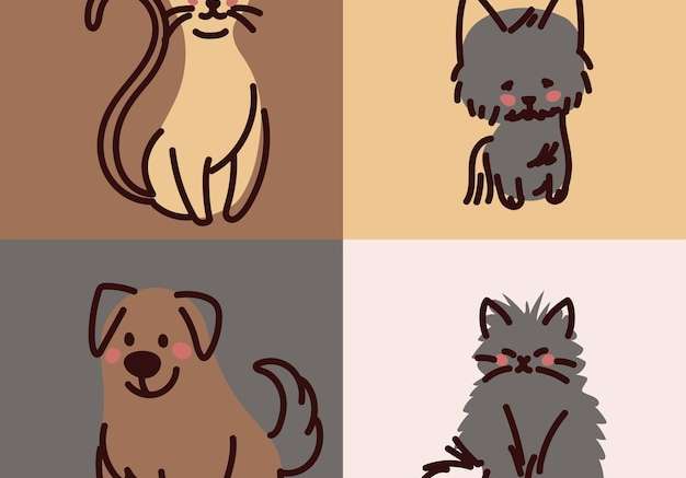 Hình vẽ vector Bộ sưu tập icon thú cưng chó mèo