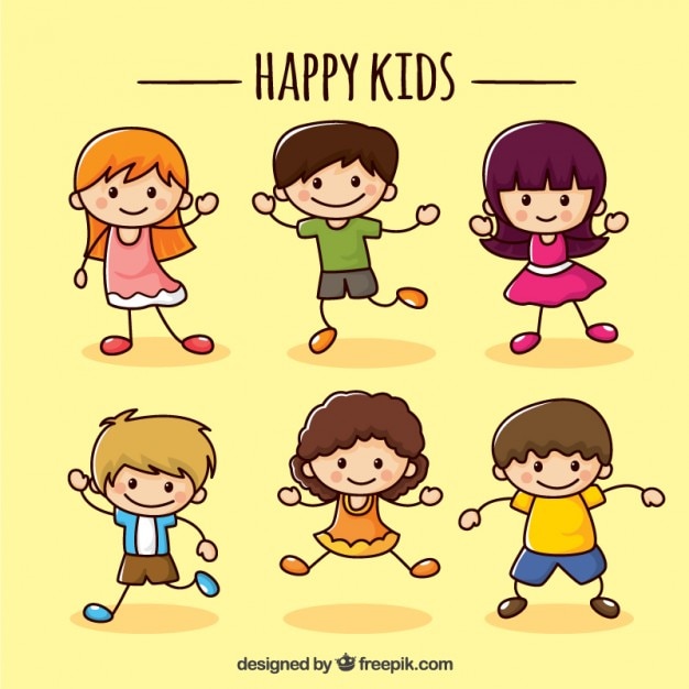 Hình vẽ vector Bộ sưu tập trẻ em hạnh phúc