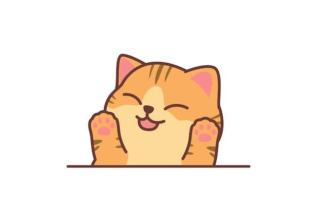 Hình vẽ vector Chúc mừng mèo màu cam phim hoạt hình minh họa vector