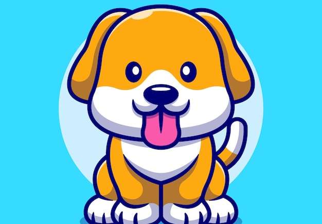 Hình vẽ vector Con chó dễ thương lè lưỡi biểu tượng hoạt hình minh họa.