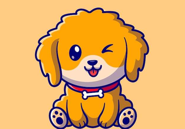 Hình vẽ vector Con chó dễ thương ngồi phim hoạt hình vector biểu tượng minh họa. khái niệm biểu tượng thiên nhiên động vật bị cô lập vector cao cấp. phong cách hoạt hình phẳng