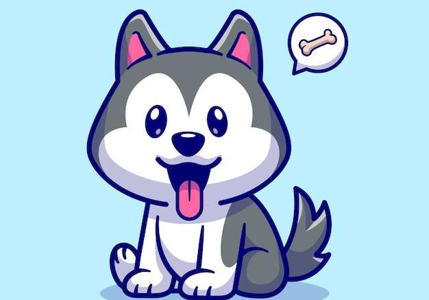 Hình vẽ vector Con chó husky dễ thương ngồi biểu tượng hoạt hình vector minh họa khái niệm biểu tượng thiên nhiên động vật bị cô lập phí bảo hiểm