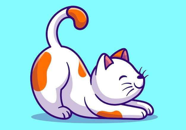 Hình vẽ vector Con mèo dễ thương kéo dài phim hoạt hình biểu tượng vector minh họa khái niệm biểu tượng thiên nhiên động vật bị cô lập phẳng