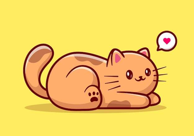Hình vẽ vector Con mèo dễ thương nằm trên sàn biểu tượng vector hoạt hình minh họa biểu tượng thiên nhiên động vật bị cô lập