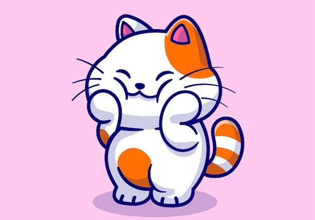 Hình vẽ vector Con mèo dễ thương ôm má phim hoạt hình biểu tượng vector minh họa khái niệm biểu tượng thiên nhiên động vật bị cô lập phí bảo hiểm