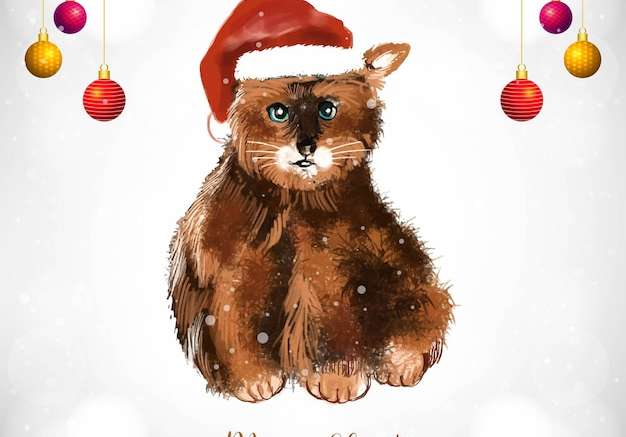 Hình vẽ vector Giáng sinh vui vẻ và thiệp chúc mừng năm mới nền chú chó dễ thương