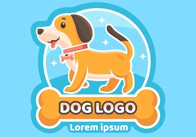 Hình vẽ vector Logo động vật chó vẽ tay