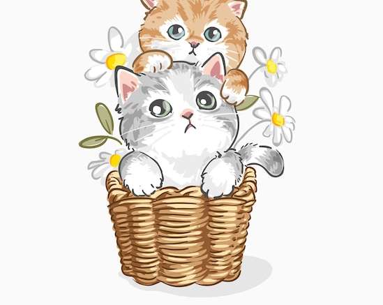 Hình vẽ vector Luôn luôn là bạn khẩu hiệu với những chú mèo con hoạt hình dễ thương trong giỏ hoa minh họa vector