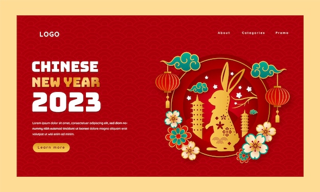 Hình vẽ vector Mẫu trang đích mừng năm mới của Trung Quốc