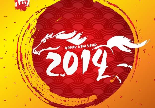 Hình vẽ vector Màu vàng và đỏ chúc mừng năm mới của trung quốc