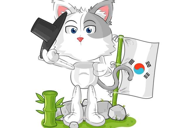 Hình vẽ vector Mèo Hàn Quốc nhân vật hoạt hình linh vật vector
