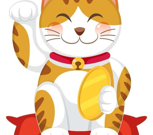 Hình vẽ vector Mèo may mắn Nhật Bản maneki neko nhân vật hoạt hình bị cô lập