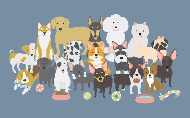 Hình vẽ vector Minh họa bộ sưu tập chó