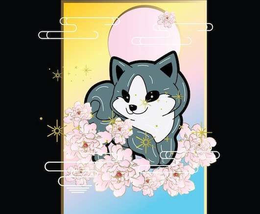 Hình vẽ vector Minh họa chó với phong cách nhật bản cho sự kiện kaijune