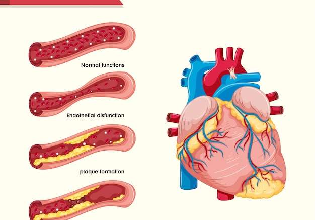 Hình vẽ vector Minh họa y học khoa học về chứng xơ vữa động mạch