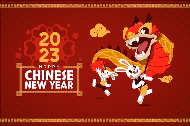 Hình vẽ vector Nền phẳng cho lễ hội năm mới của Trung Quốc