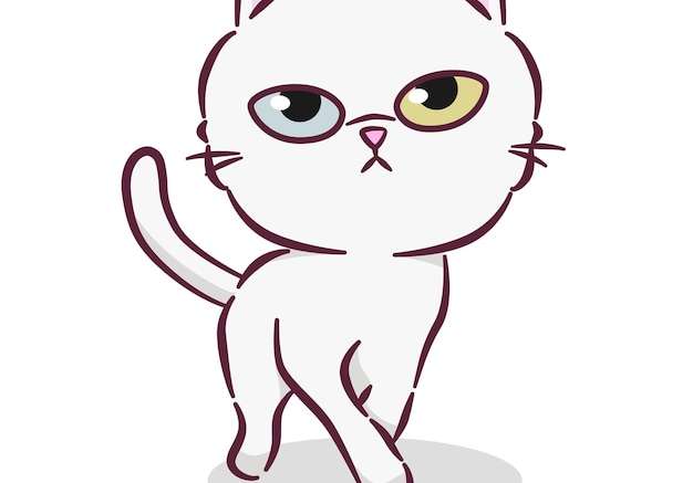 Hình vẽ vector Phim hoạt hình mèo thái với thiết kế đơn giản mèo khao manee.