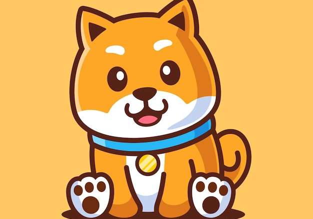 Hình vẽ vector Shiba inu chó ngồi nhân vật hoạt hình