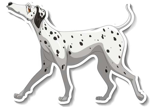 Hình vẽ vector Thiết kế nhãn dán với chú chó dalmatian bị cô lập