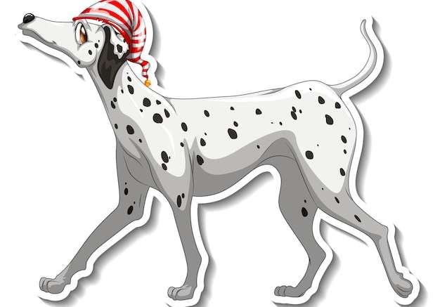 Hình vẽ vector Thiết kế nhãn dán với chú chó dalmatian bị cô lập