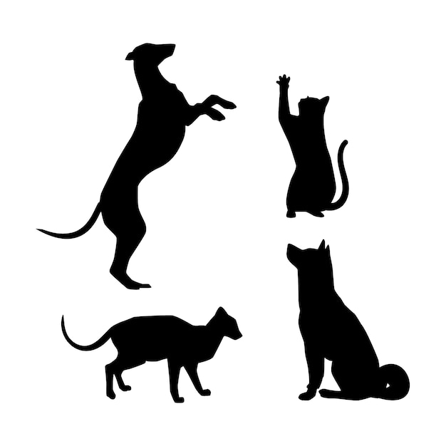 Hình vẽ vector Thiết kế phẳng hình bóng chó và mèo