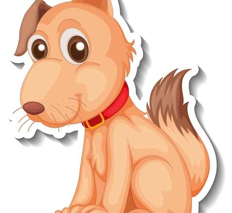 Hình vẽ vector Thiết kế sticker với chú chó dễ thương trong tư thế ngồi bị cô lập