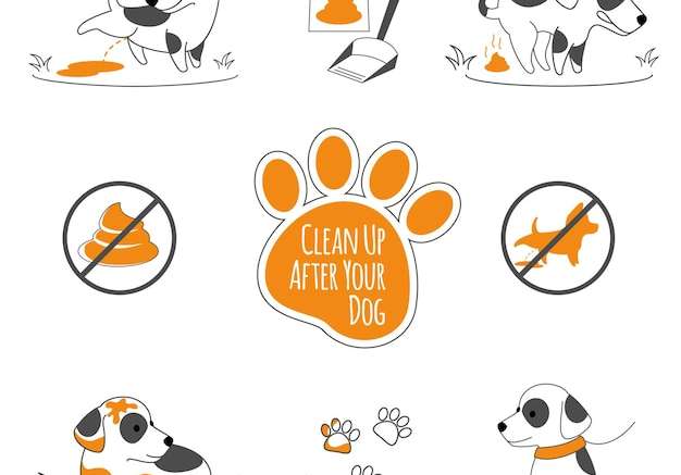 Hình vẽ vector Thông tin về việc đi ị của chó. dọn dẹp sau khi thú cưng của bạn, minh họa