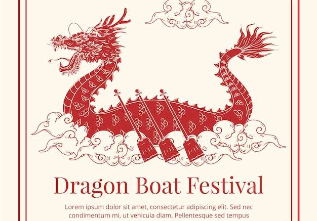 Hình vẽ vector Vẽ tay minh họa lễ hội thuyền rồng