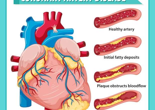 Hình vector Bệnh động mạch vành cho infographic giáo dục sức khỏe