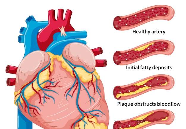 Hình vector Bệnh động mạch vành cho infographic giáo dục sức khỏe