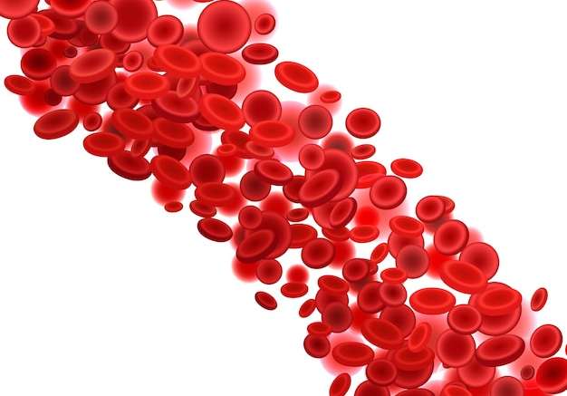 Hình vector Các tế bào máu chảy. màu đỏ và y học, sinh học y tế, sức khỏe con người, khoa học và vi sinh