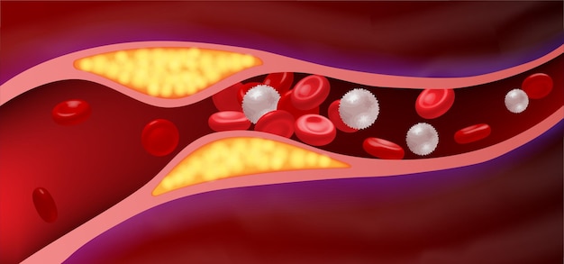 Hình vector Động mạch bị tắc mỡ gây ra cục máu đông