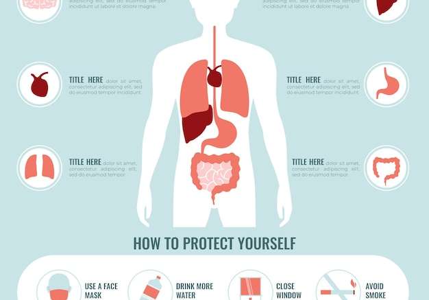 Hình vector Infographic về tác động của ô nhiễm đối với cơ thể con người