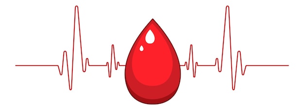 Hình vector máu người có nhịp tim trên nền trắng