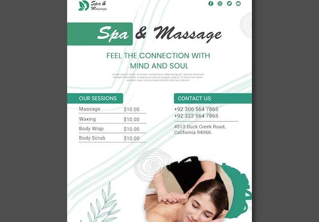 Mẫu vector Mẫu poster spa massage với phụ nữ