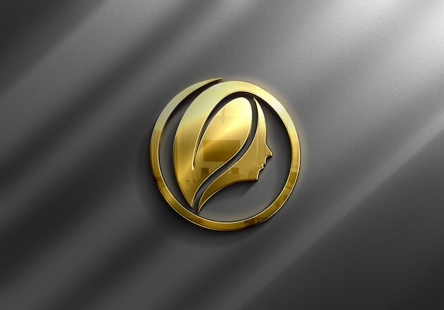 Mockup Cận cảnh mẫu logo vàng sang trọng