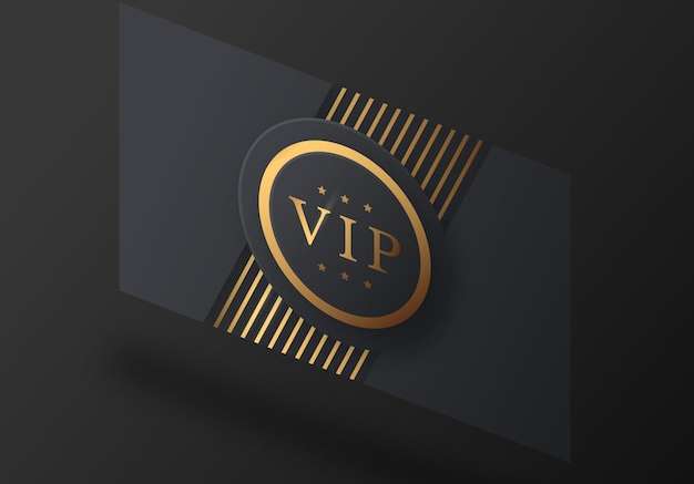 Mockup Thẻ vip Isometric với các chi tiết vàng