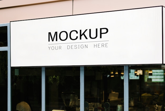 Mocup Mẫu bảng hiệu cửa hàng hình chữ nhật trống
