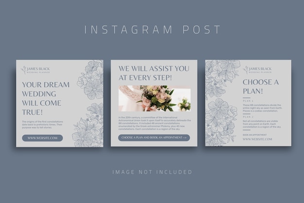 Vector Bài đăng trên instagram về kế hoạch tổ chức đám cưới bằng hoa