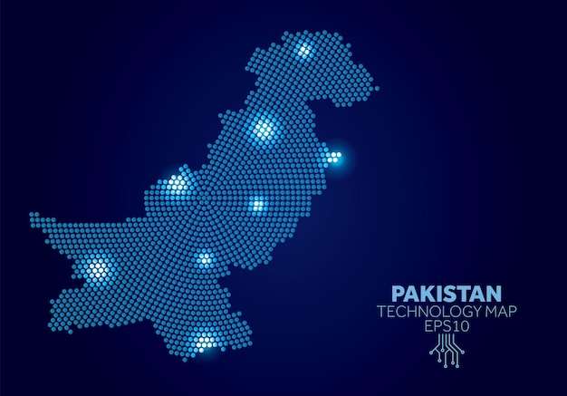 Vector Bản đồ công nghệ chấm Pakistan khái niệm truyền thông dữ liệu hiện đại