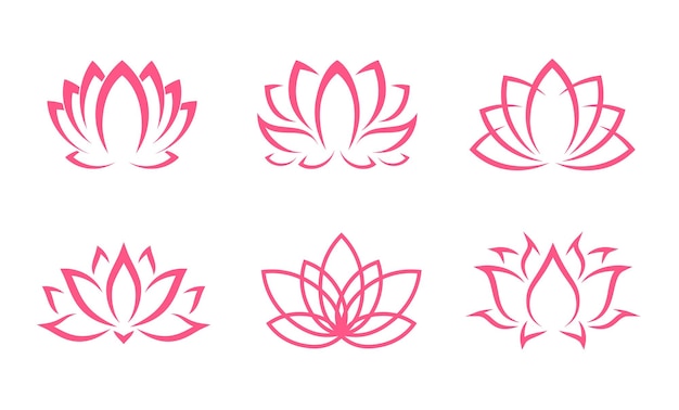 Vector Biểu tượng hoa sen hồng hoa yoga hoa nở