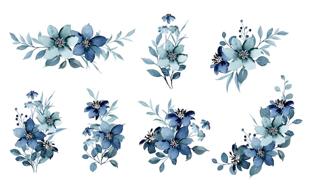 Vector Bộ sưu tập cắm hoa màu xanh nước biển