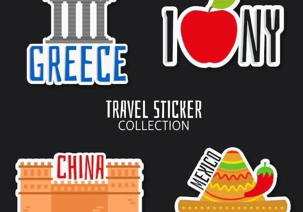 Vector Bộ sưu tập sticker du lịch