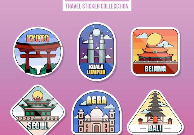 Vector Bộ sưu tập sticker du lịch
