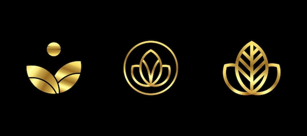Vector Bộ vector cảm hứng thiết kế logo lá vàng