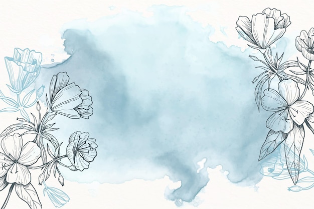 Vector Bột phấn màu xanh với nền hoa vẽ tay