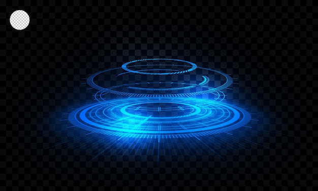 Vector Bục hình ba chiều vòng tròn tương lai vector màu xanh hud bục chơi game công nghệ hiện đại