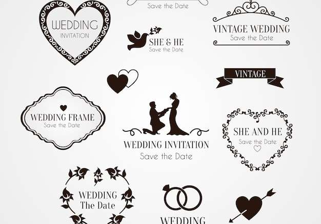 Vector Các yếu tố cho lời mời đám cưới