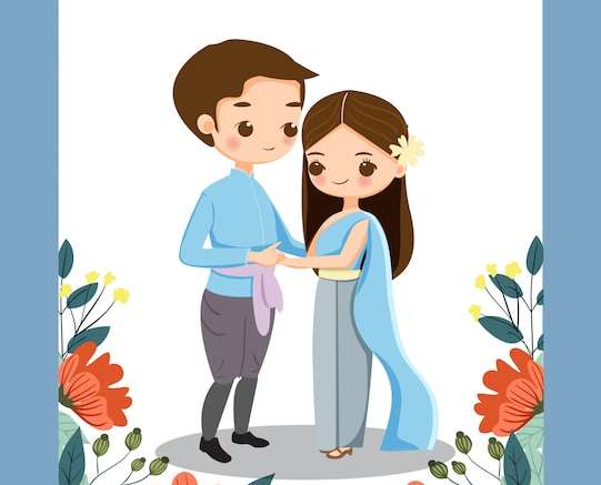 Vector Cặp đôi Thái Lan cho thiệp mời đám cưới